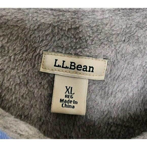 LL Bean Fleece Lined Flannel Shirt Jacket Sz XL Blue Plaid Shacket 285013 - Picture 3 of 5